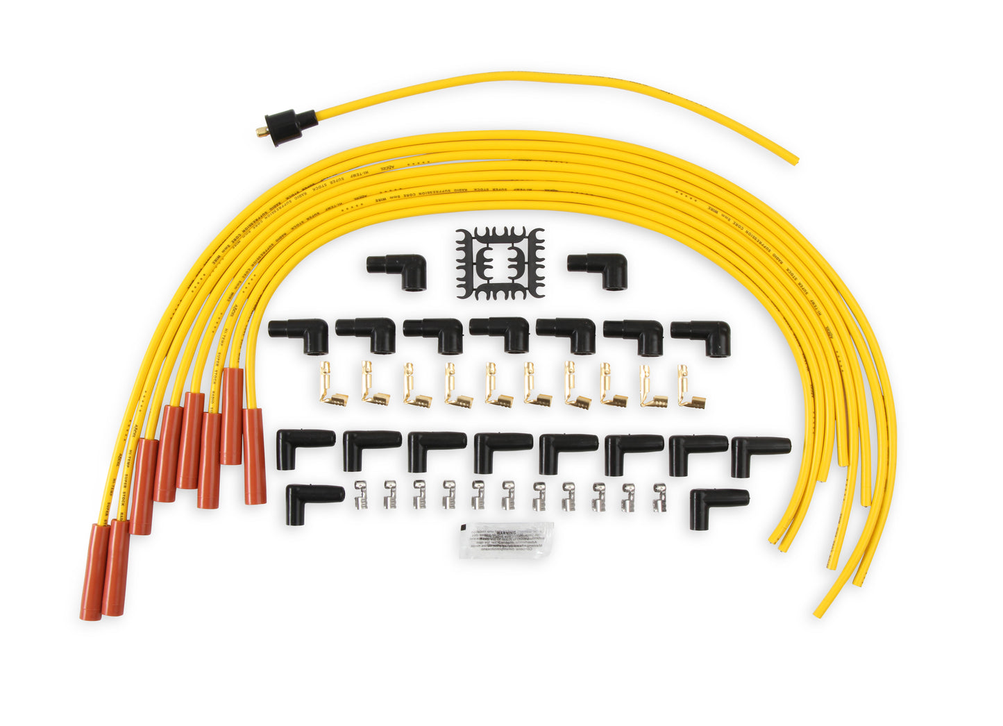 ACCEL 4040 Spark Plug Wire Set-8mm-Yellow with Orange Straight Boots