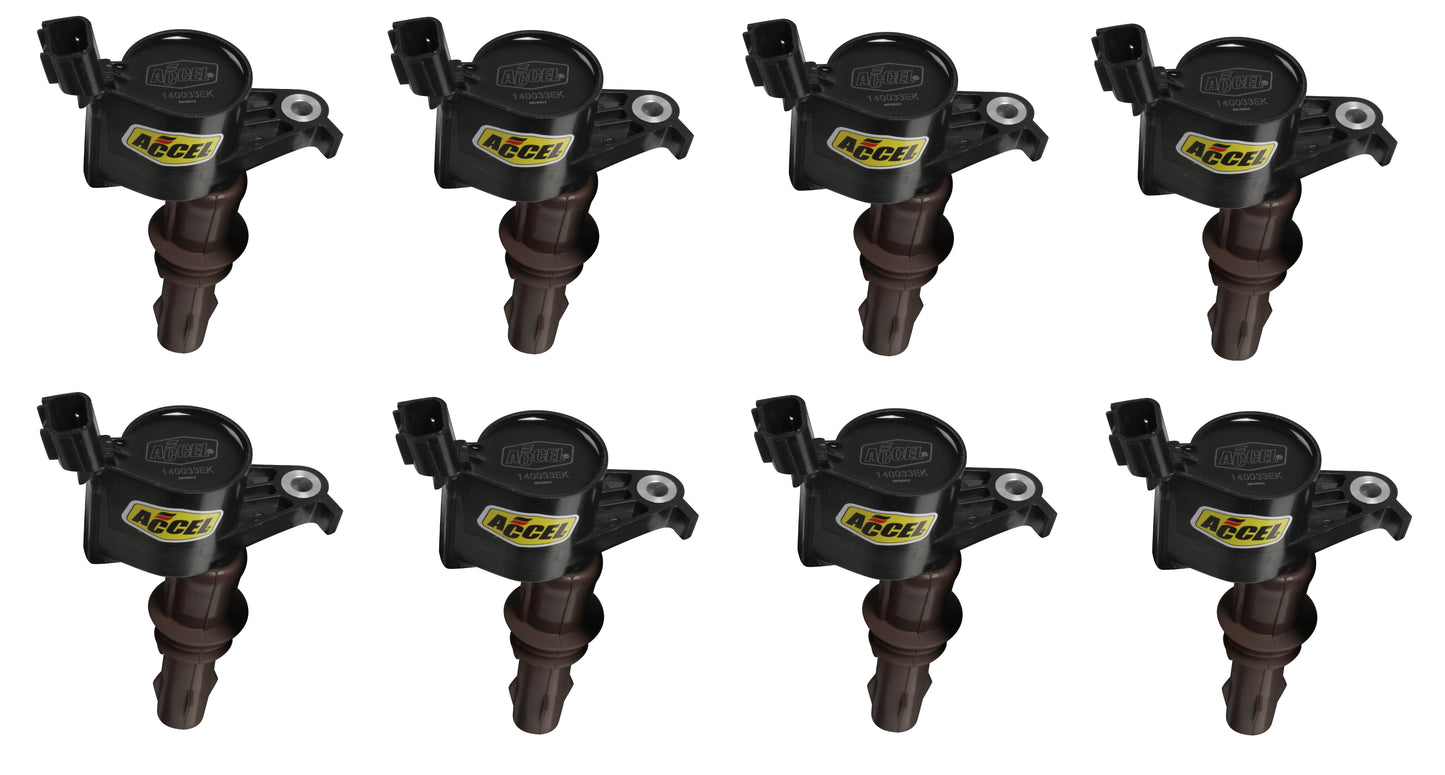 ACCEL 140033EK-8 Igntion Coil-Super Coil-2008-2014 Ford 4.6L/5.4L/6.8L 3-valve, Black, 8-Pack