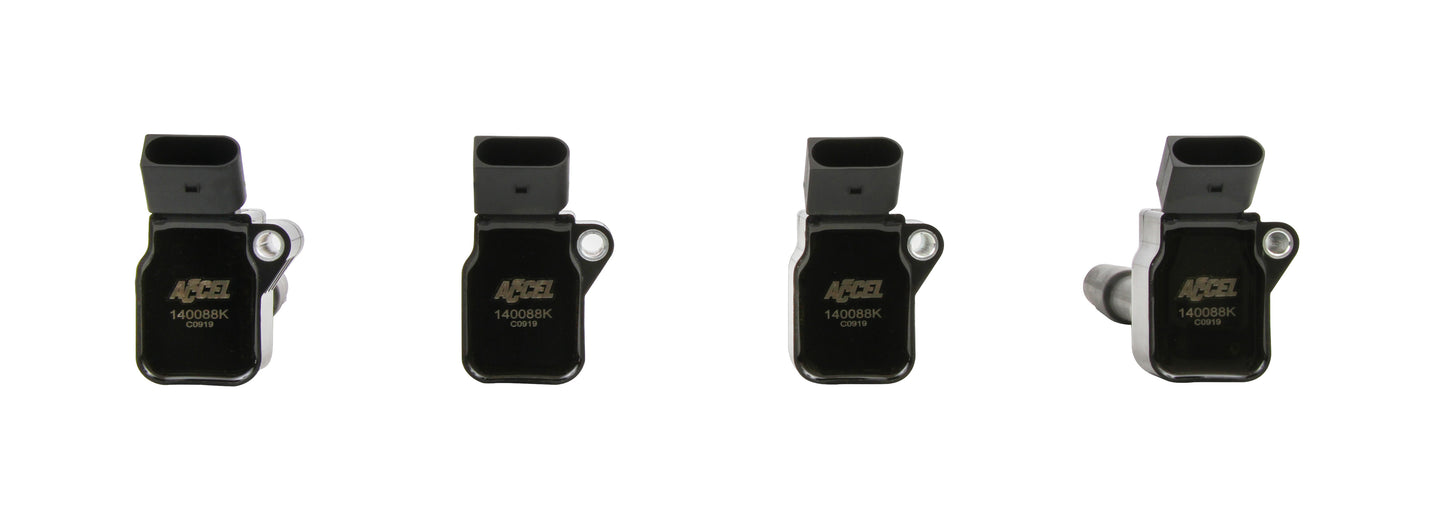 ACCEL 140088K-4 Accel Ignition Coils-2014-2019 VW/Audi 1.8/2.0L Engines, 4-Pack, Black
