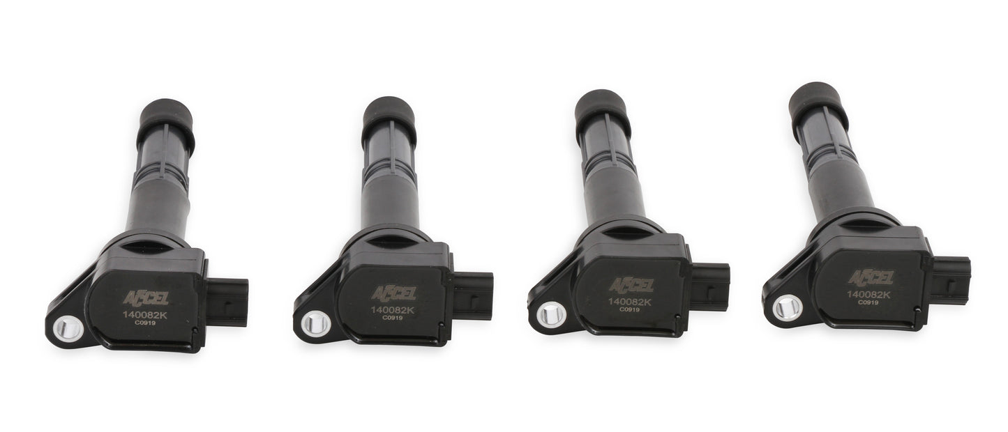 ACCEL 140082K-4 Accel Ignition Coil-2008-2015 Honda and Acura 2.4L, 4-cylinder, Black, 4-Pack