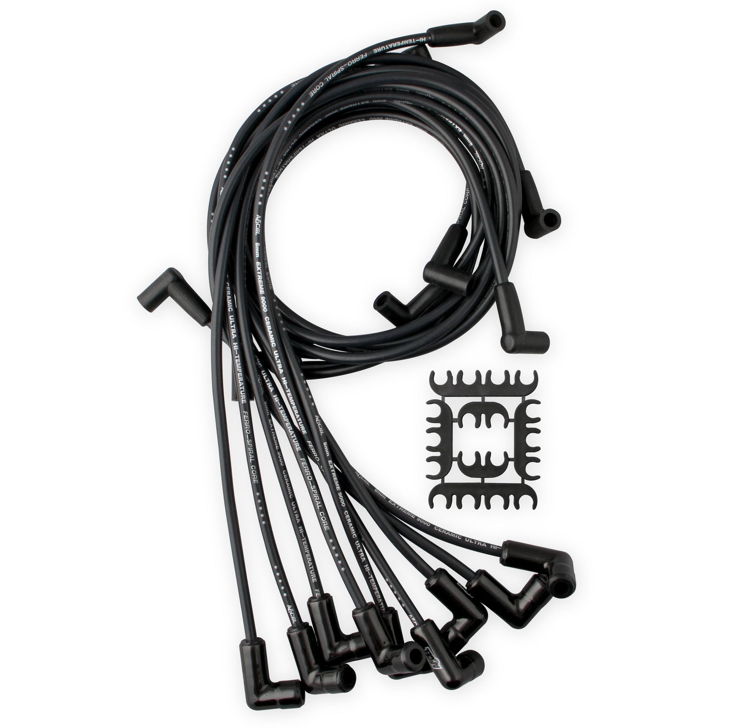 ACCEL 9018CK Spark Plug Wire Set-Chevy Small Block-HEI 75-86 Wires Under Valve Cover-Black
