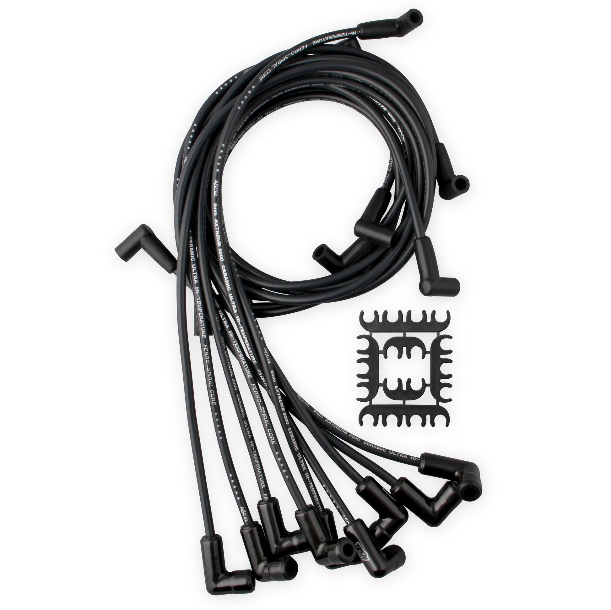 ACCEL 9018CK Spark Plug Wire Set-Chevy Small Block-HEI 75-86 Wires Under Valve Cover-Black