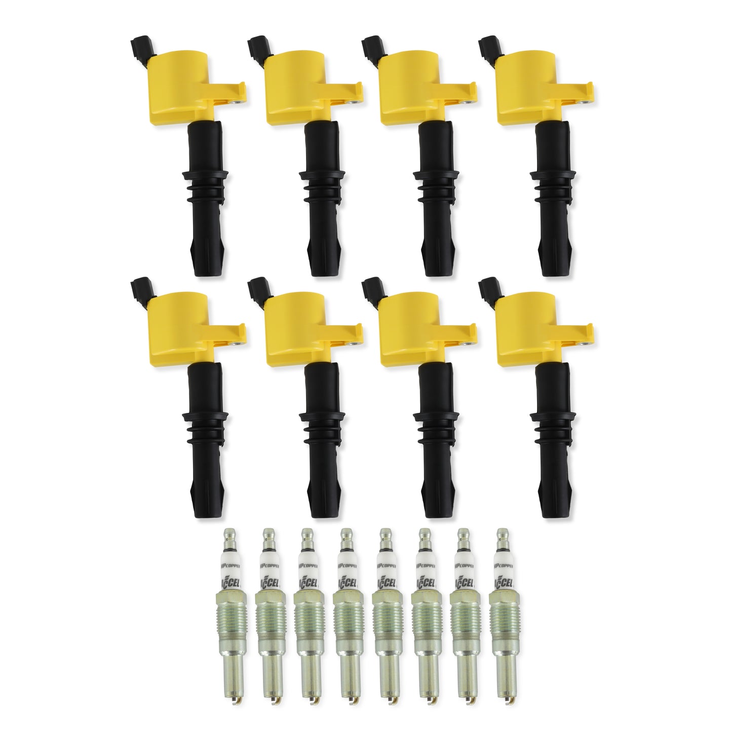 ACCEL 811433 ACCEL Ignition Upgrade Kit-2004-2008 Ford 4.6L/5.4L/6.8L 3-valve, yellow 8-pack