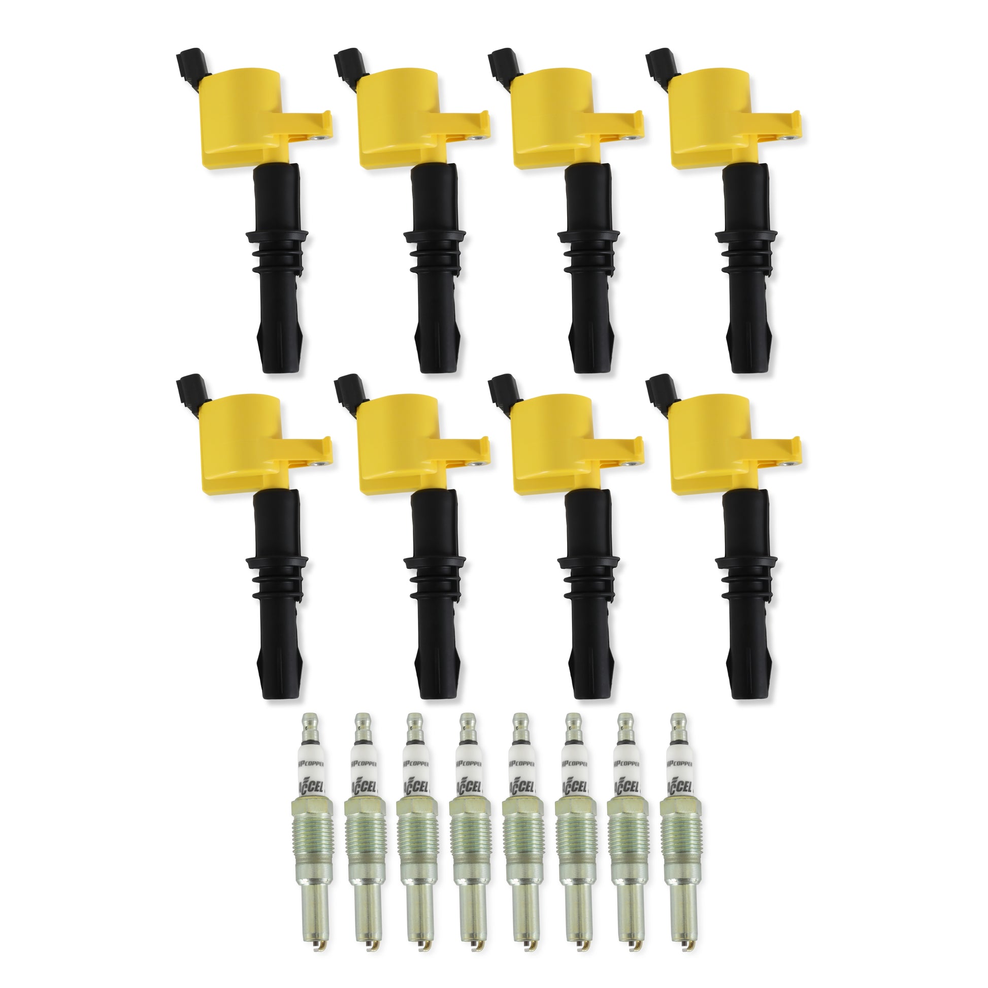 ACCEL 811433 ACCEL Ignition Upgrade Kit-2004-2008 Ford 4.6L/5.4L/6.8L 3-valve, yellow 8-pack