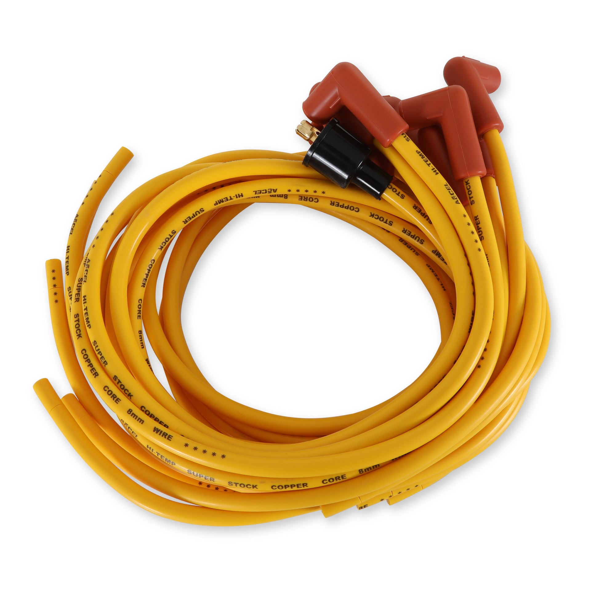 ACCEL 4039 Spark Plug Wire Set-8mm-Yellow with Orange Straight Boots