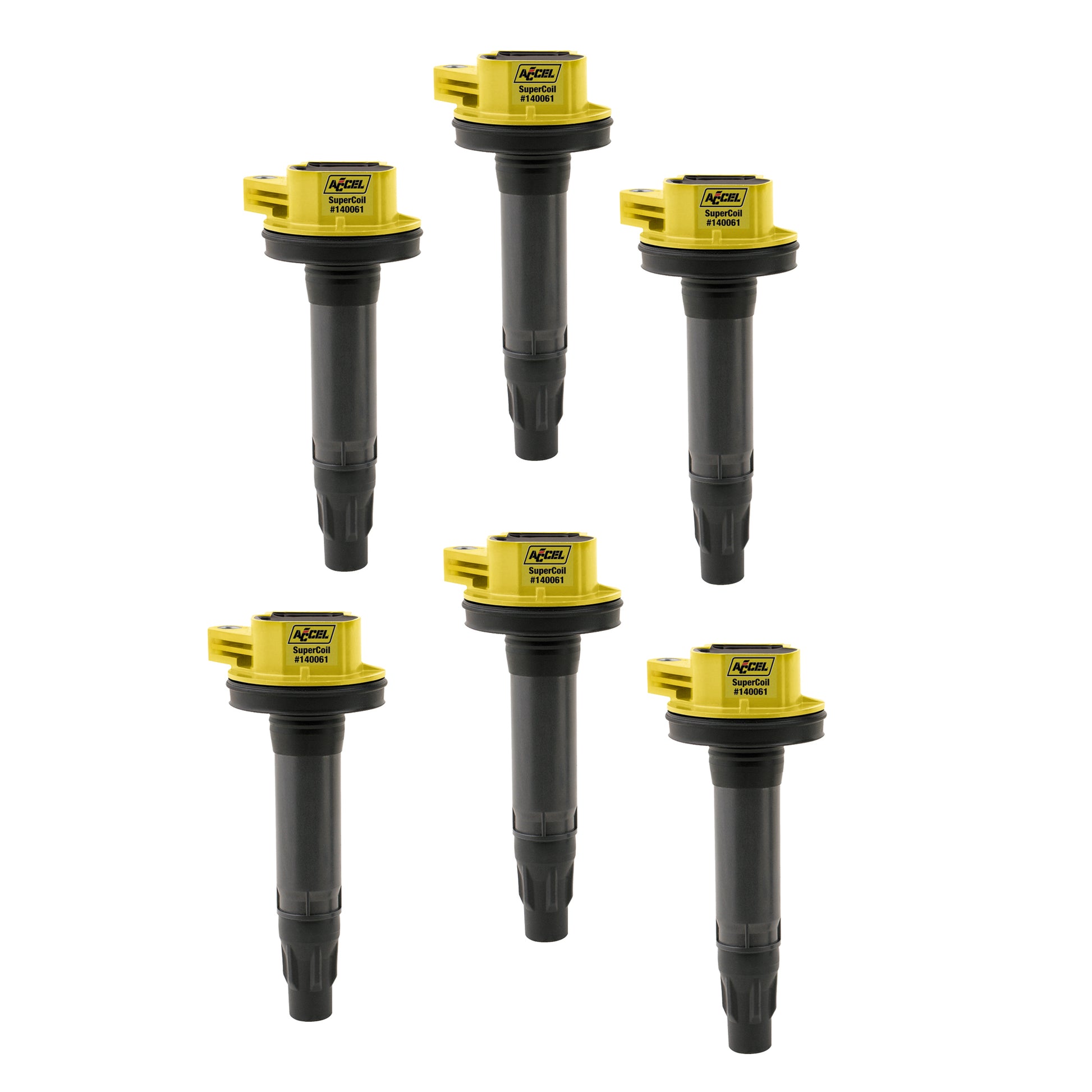 ACCEL 140061-6 Ignition Coil-SuperCoil Series-2007-2016 Ford 3.5L/3.7L V6, Yellow, 6-pack