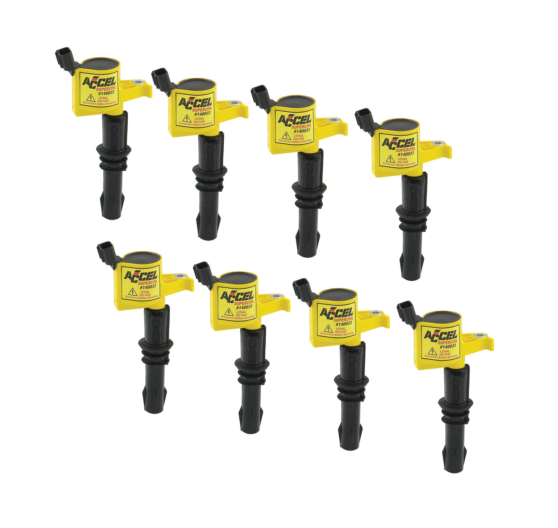 ACCEL 140033-8 Ignition Coil-SuperCoil-2004-2008 Ford 4.6L/5.4L/6.8L 3-valve-Yellow-8-Pack