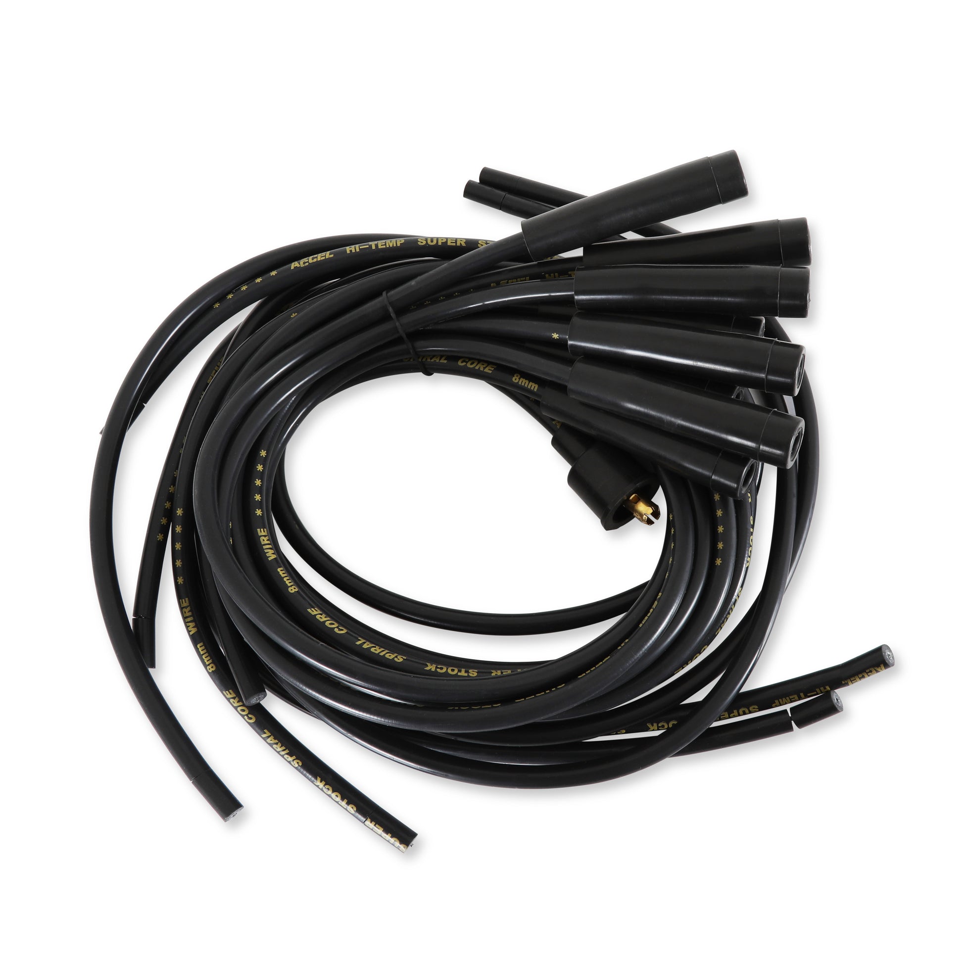 ACCEL 5040K Spark Plug Wire Set-8mm-Universal-Black Wire with Black Straight Boots