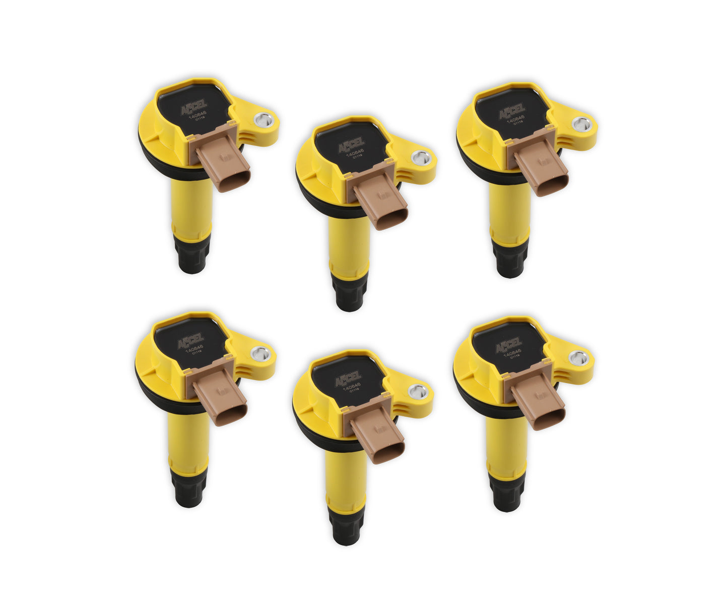 ACCEL 140646-6 Ignition Coil-SuperCoil-2010-2016 Ford EcoBoost 3.5L V6-6-Pack (3-Pin)-Yellow