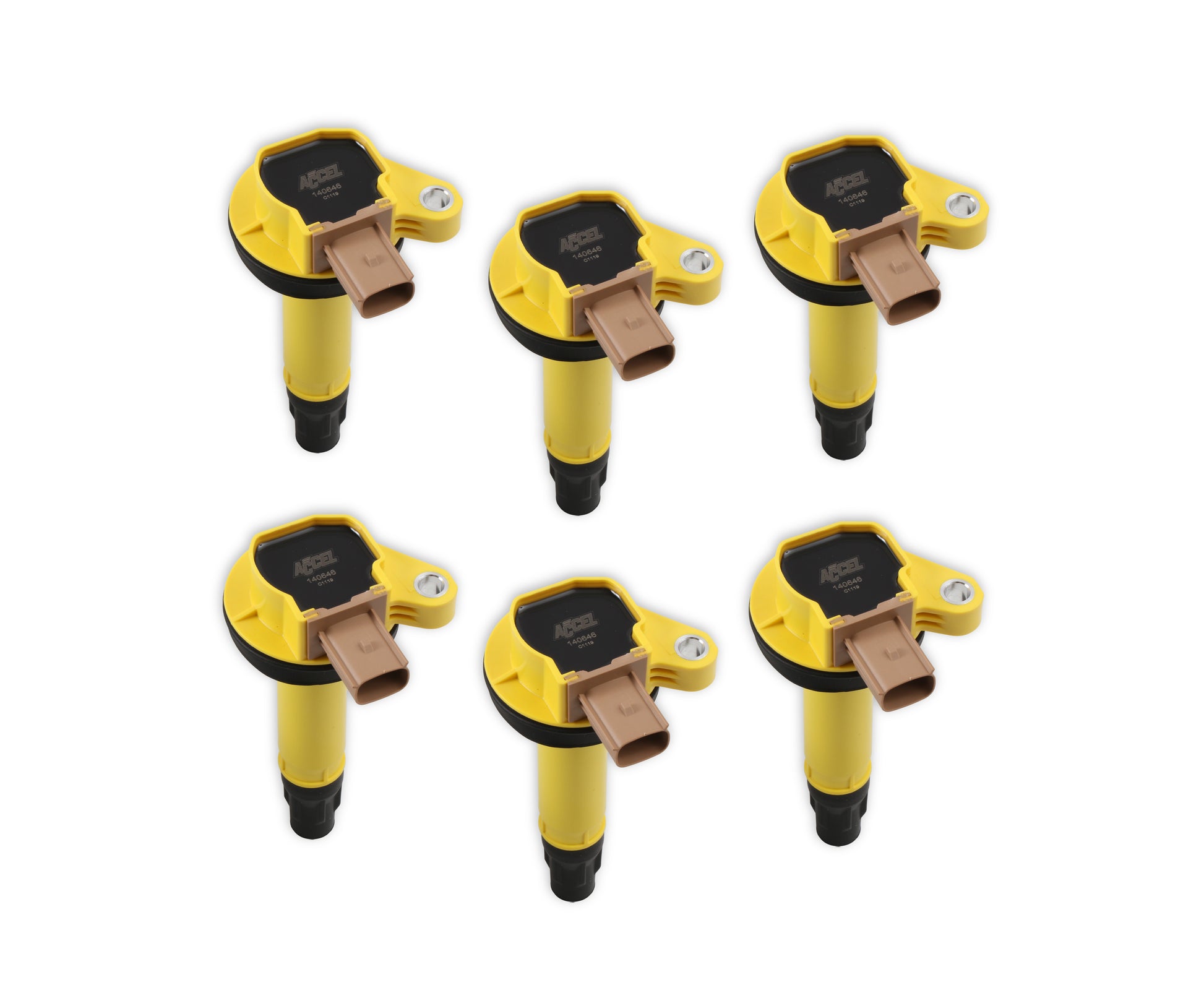 ACCEL 140646-6 Ignition Coil-SuperCoil-2010-2016 Ford EcoBoost 3.5L V6-6-Pack (3-Pin)-Yellow
