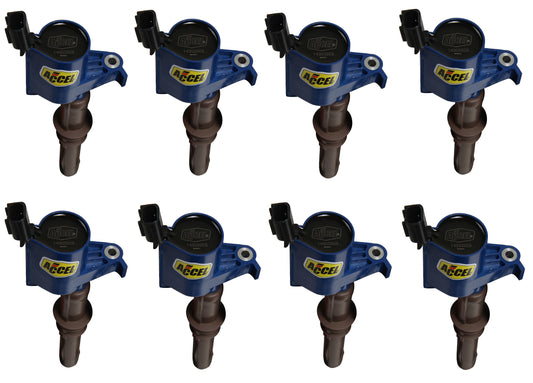 ACCEL 140033EB-8 Igntion Coil-SuperCoil-2008-2014 Ford 4.6L/5.4L/6.8L 3-valve, Blue, 8-Pack