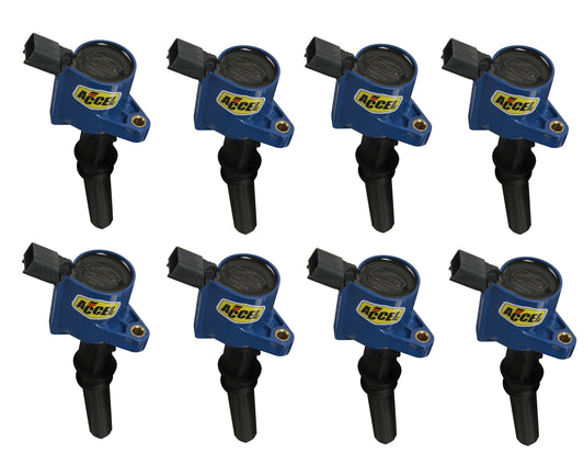 ACCEL 140032B-8 Ignition Coil-SuperCoil-1998-2008 Ford 4.6L/5.4L/6.8L 2-valve -Blue-8-Pack